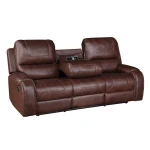Keily Sofa, Manual Reclining, Drop-down Console, Brown - Image 9