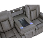 Daniel Triple Power Home Theater Leather Reclining Sofa With Drop-down Control Console, Built-in Speakers & Vibration, Heat, And Massage - Image 4