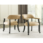 Rylie Captains Chair, Black Finish With Sand Vegan Leather