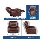 Keily Recliner, Manual Swivel, Glider, Brown - Image 4