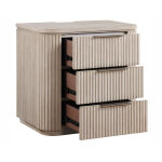 Henry Reeded 3-drawer Nightstand With Usb & Electric Outlets, Tan Finish - Image 7