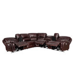 Denver Dual-power 6-piece Leather Sectional, Brown - Image 10