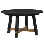 Aubrey 54″ Round Dining Table, Black With Driftwood Stretchers - Image 6