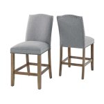 Grayson 24″ Counter Stool, Upholstered With Nailhead, Gray - Image 4