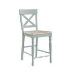 Darcy Solid Wood 24″ Counter Stool, Mint Green And Parchment Finish - Image 7