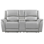 Alexandria Leather Power Reclining Console Loveseat, Stone - Image 4