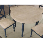 Darcy 5-piece 42″ Round Dining Set, Midnight Blue And Natural Finish - Image 6