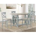Darcy 5-piece 64-82″counter Set With 18-inch Leaf, Mint Green And Washed Linen Finish