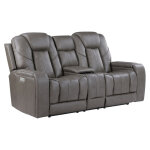 Daniel Triple Power Home Theater Leather Reclining Console Loveseat, Built-in Speakers, Heat And Massage - Image 5