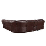 Denver Dual-power 6-piece Leather Sectional, Brown - Image 6