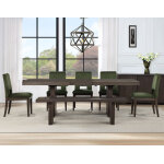 Evan 6-piece 78-96-inch Table Set With Green Velvet Chairs