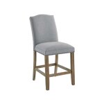 Grayson 24″ Counter Stool, Upholstered With Nailhead, Gray
