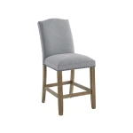 Grayson 24″ Counter Stool, Upholstered With Nailhead, Gray