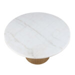 Colvin 5-piece 52″ Round White Marble Dining Set, Toffee Finish - Image 7