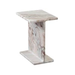 Irma I-beam Solid Toronto Brown Marble Accent Table - Image 4