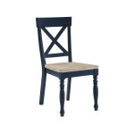 Darcy Solid Wood Side Chair, Midnight Blue And Natural Finish - Image 4