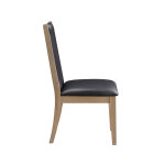 Orinda Rustic Solid Wood Side Chair, Brown Vegan Leather - Image 4