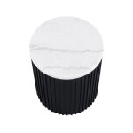 Colvin, 18″ Round White Marble Top End Table, Black - Image 4
