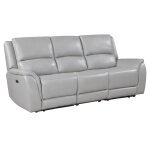 Alexandria Power Leather Reclining Sofa, Stone - Image 6