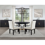 Aubrey 54″ Round Dining Table, Black With Driftwood Stretchers - Image 3