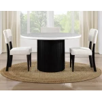 Colvin 5-piece 52″ Round White Marble Dining Set, Black Finish - Image 6