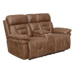 Brock Dual-power Reclining Console Loveseat, Cinnamon