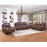 Keily Sofa, Manual Reclining, Drop-down Console, Brown - Image 3