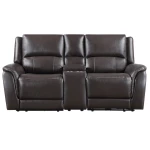 Alexandria Leather Power Reclining Console Loveseat, Chocolate - Image 4