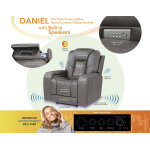 Daniel Triple Power Home Theater Leather Recliner With Built-in Speakers - Image 3