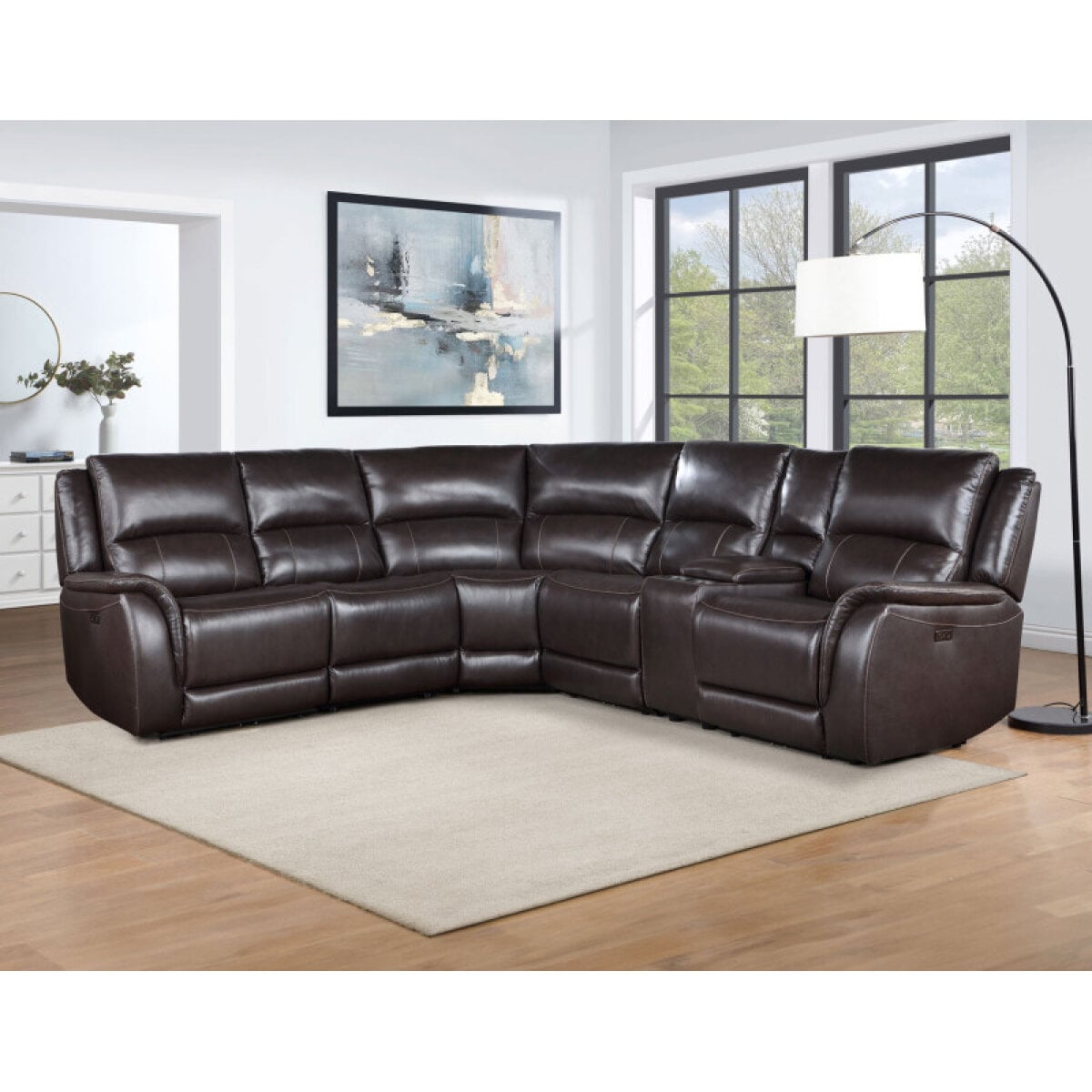 7afe718f606d2ef6ea4bf651dead9fed Alexandria Leather 6-piece Power Reclining Set, Chocolate - Image 1