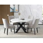 Xena 52-inch Round Dining Table, White Marble Top - Image 4