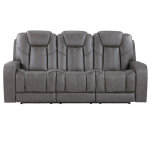 Daniel Triple Power Home Theater Leather Reclining Sofa With Drop-down Control Console, Built-in Speakers & Vibration, Heat, And Massage - Image 8