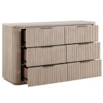 Henry 65″ 6-drawer Reeded Dresser, Tan Finish - Image 11