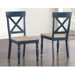 Darcy 5-piece 42″ Round Dining Set, Midnight Blue And Natural Finish - Image 7