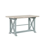 Darcy 64-82″counter Table With 18-inch Leaf, Mint Green And Natural Finish - Image 2