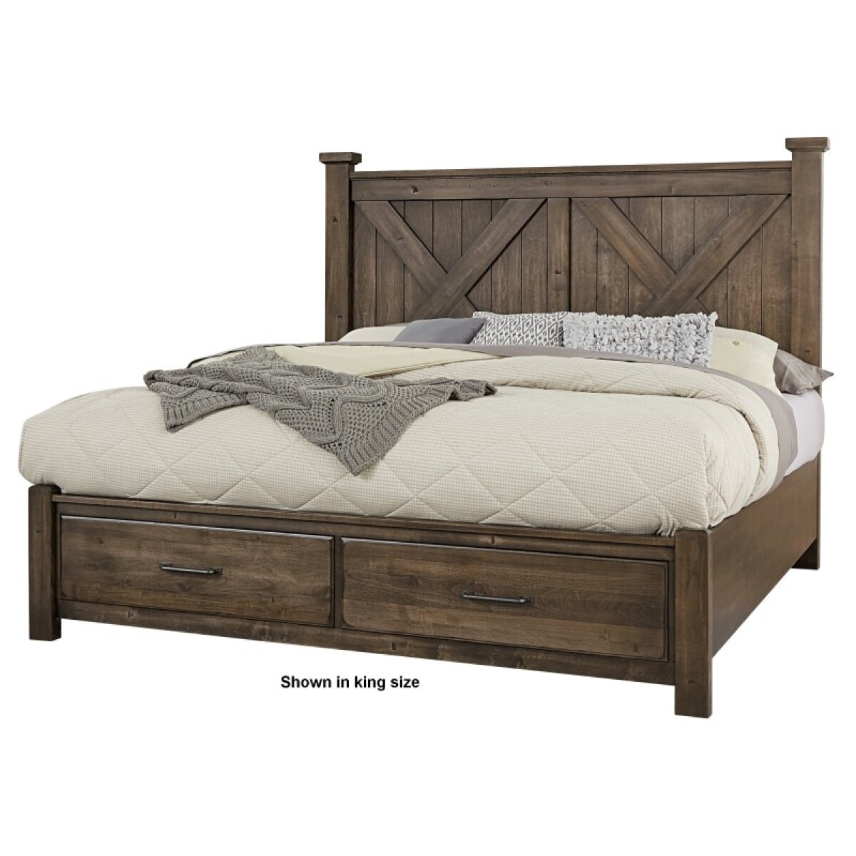 82180829adfa021cd508408bd7f2ab48 Cool Rustic Queen X Bed With Footboard Storage - Image 1
