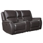 Alexandria Leather Power Reclining Console Loveseat, Chocolate - Image 6