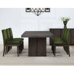 Evan 6-piece 78-96-inch Table Set With Green Velvet Chairs - Image 27