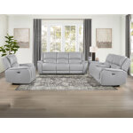 Alexandria Power Leather Reclining Sofa, Stone - Image 12