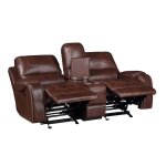 Keily Console Loveseat, Manual Reclining, Glider, Brown - Image 6