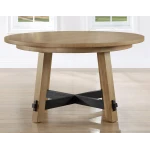 Aubrey 54″ Round Dining Table, Driftwood With Black Stretchers