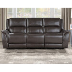 Alexandria Power Leather Reclining Sofa, Chocolate
