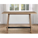 Aubrey 59.5″ Counter Table, Drifwood With Black Stretchers