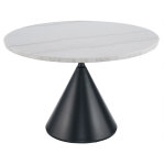 Conrad 5-piece 48″ Round White Marble Dining Set With Black Base - Image 7