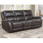 Alexandria Power Leather Reclining Sofa, Chocolate - Image 3
