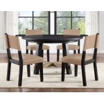 Aubrey 54″ Round Dining Table, Black With Driftwood Stretchers - Image 4