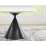 Conrad 5-piece 48″ Round White Marble Dining Set With Black Base - Image 5