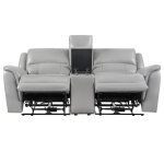 Alexandria Leather Power Reclining Console Loveseat, Stone - Image 5