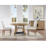 Aubrey 54″ Round Dining Table, Driftwood With Black Stretchers - Image 3