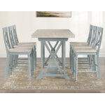 Darcy 64-82″counter Table With 18-inch Leaf, Mint Green And Natural Finish - Image 14